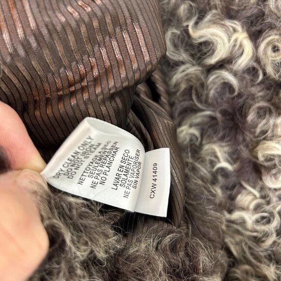 Max Azria BCBG ladies Lamb Fur Shrug XS Brown Coat Capsule Virgin Wool vtg tweed - Picture 7 of 13